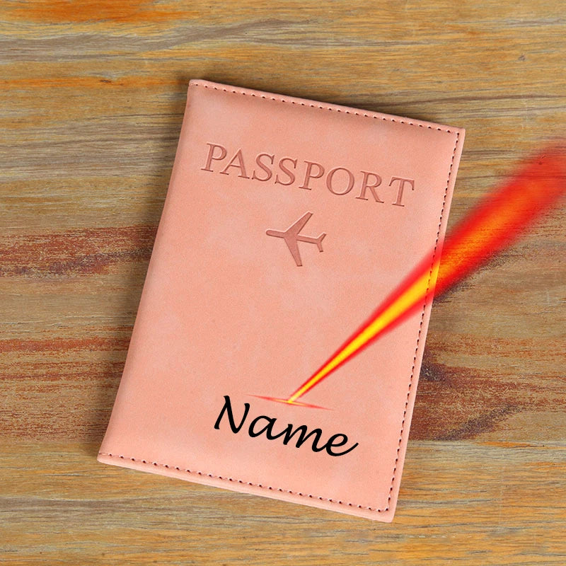 Laser Engarving Name Passport Cover Travel Wallet Pu Case for Passports Passeport Personnalisé Names Number