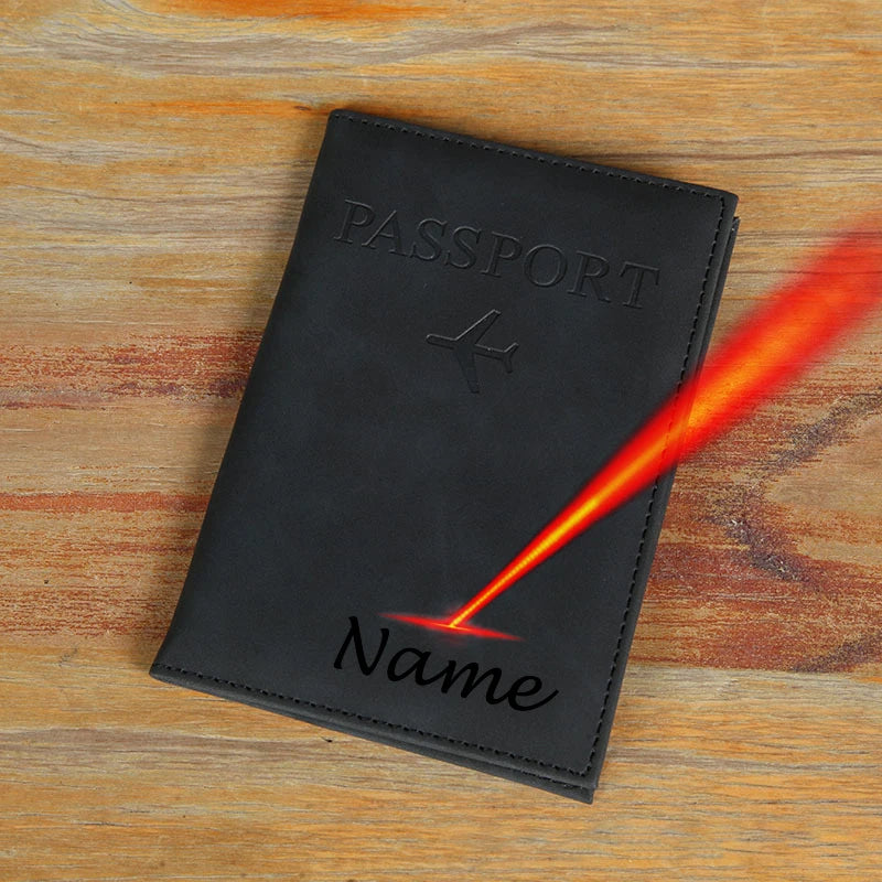 Laser Engarving Name Passport Cover Travel Wallet Pu Case for Passports Passeport Personnalisé Names Number
