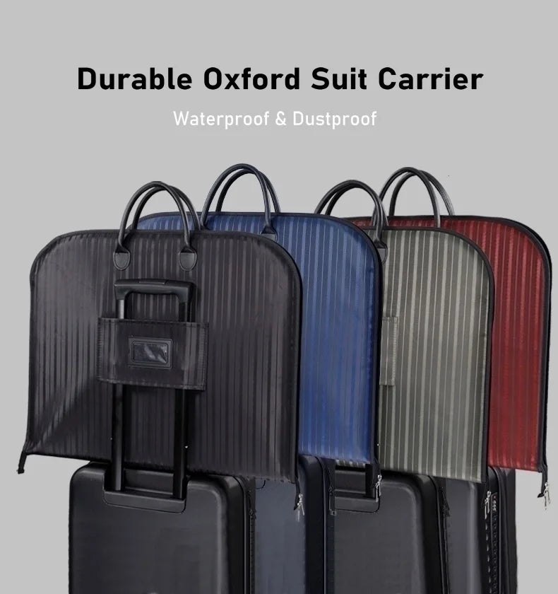 Portador de traje a rayas para hombre, bolsa de ropa para viaje, soporte para traje, maletín, bolsas de ropa plegables, moda