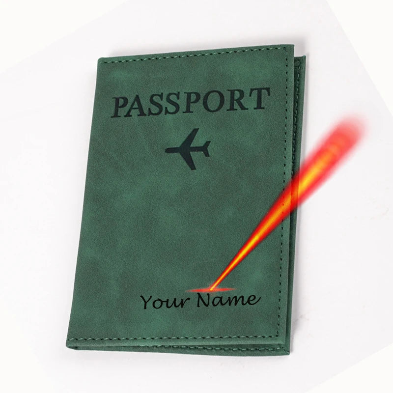 Laser Engarving Name Passport Cover Travel Wallet Pu Case for Passports Passeport Personnalisé Names Number