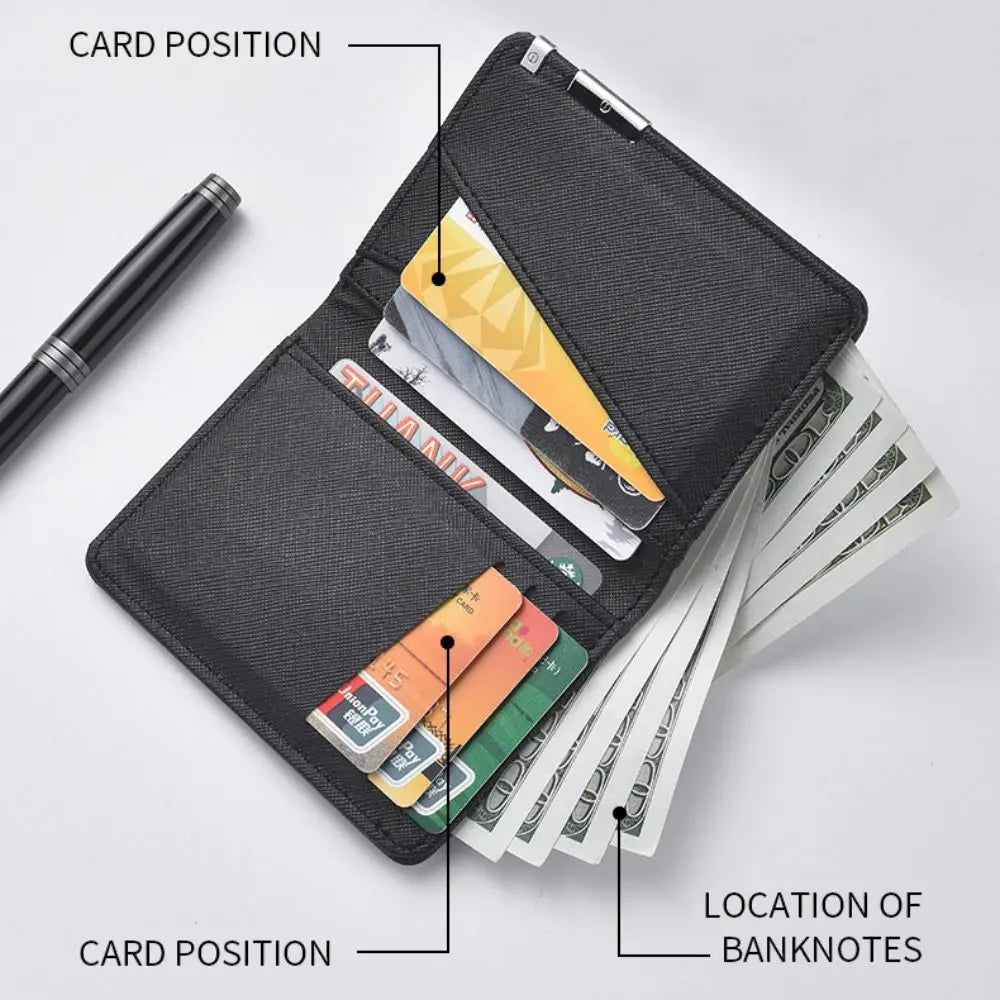 PU Leather Retro Men's Wallet Two-Fold Orange Black Grey White Multiple Pockets Ultra Thin Slim Wallet Money Clip Credit Card