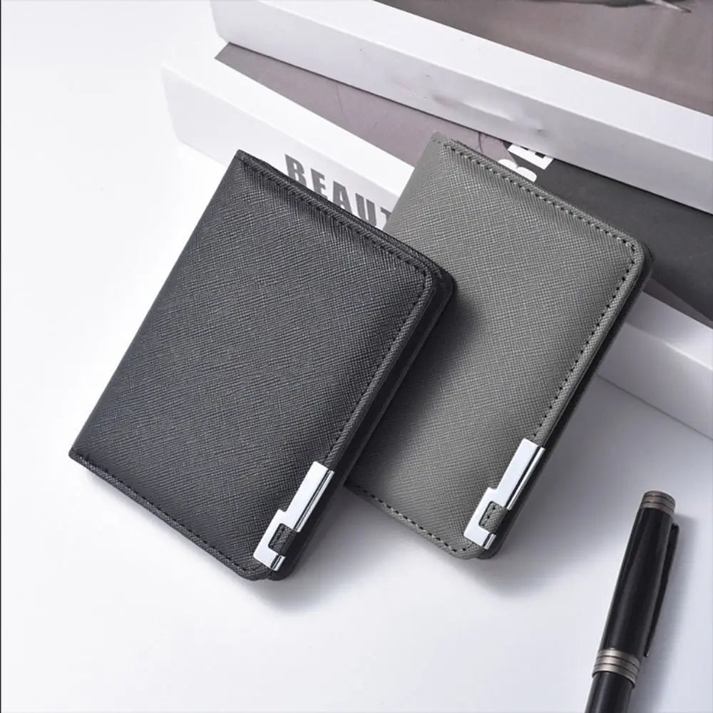 PU Leather Retro Men's Wallet Two-Fold Orange Black Grey White Multiple Pockets Ultra Thin Slim Wallet Money Clip Credit Card