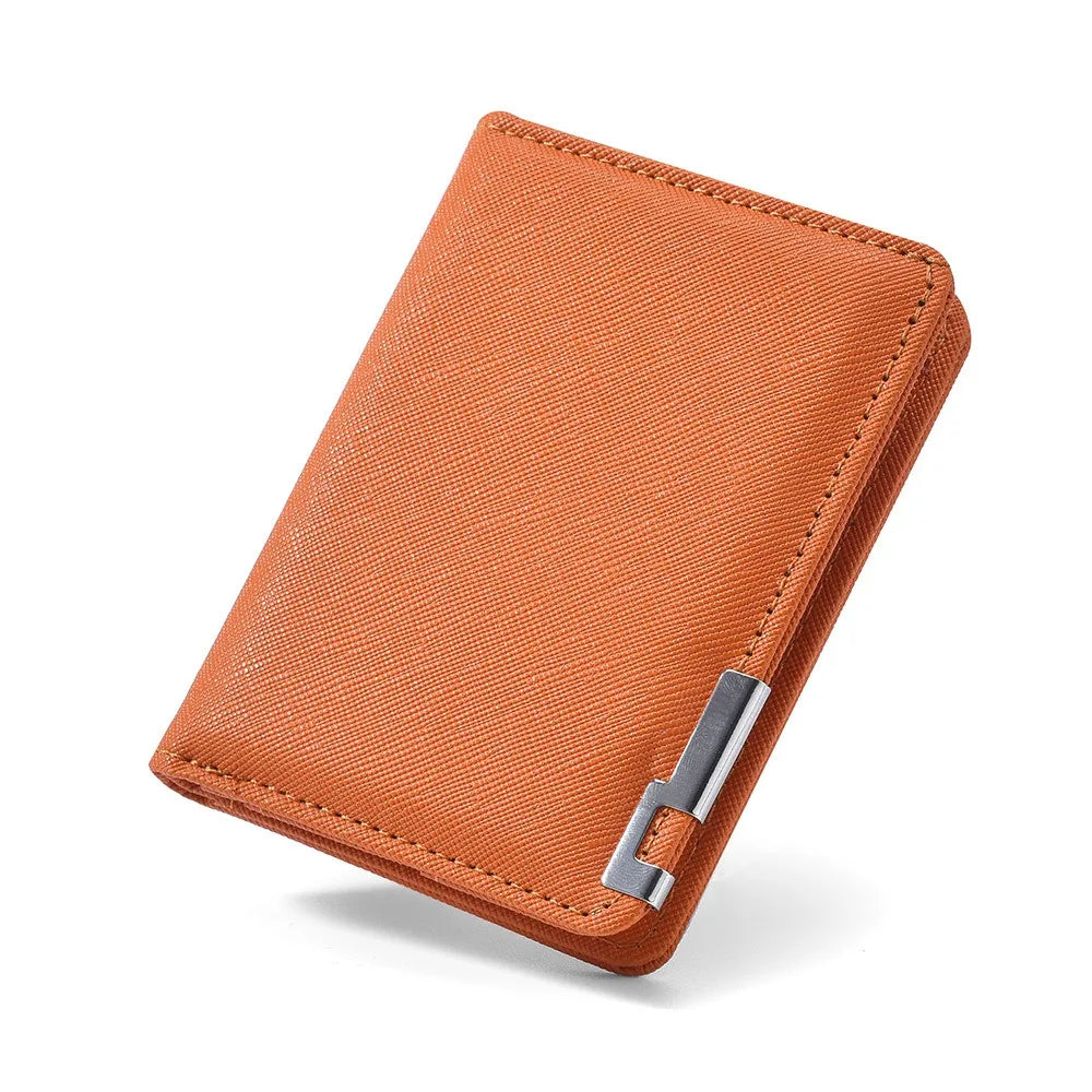 PU Leather Retro Men's Wallet Two-Fold Orange Black Grey White Multiple Pockets Ultra Thin Slim Wallet Money Clip Credit Card