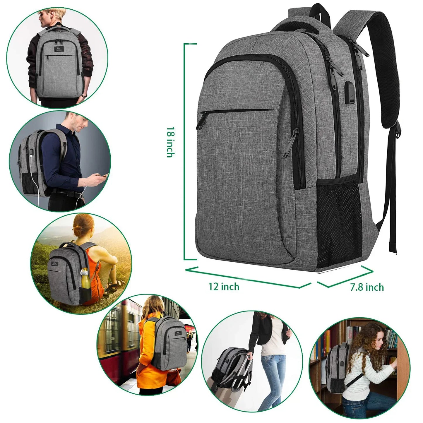 Cross-Border Hot Selling Multifunctional Leisure Backpack Business USB Charging Backpack Computer Bag Travel Outdoor Business Trip Work Clothing