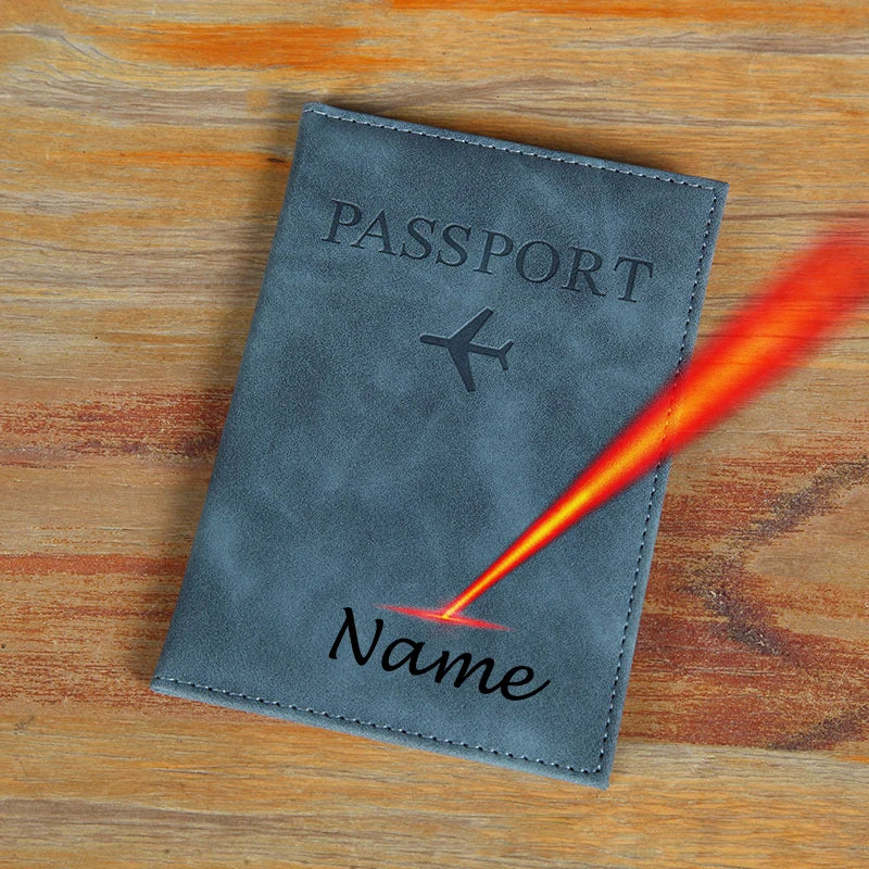 Laser Engarving Name Passport Cover Travel Wallet Pu Case for Passports Passeport Personnalisé Names Number